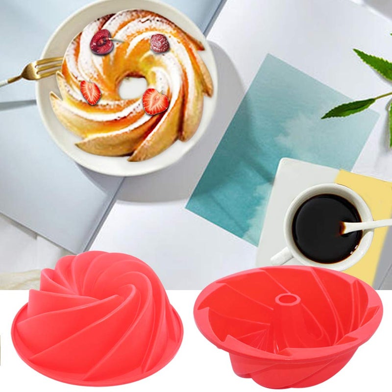 AIFUDA 3 Pcs Silicone Cake Bread Baking Molds - Large Swirl, Castle, and Double Flower Shapes for Birthday Party DIY - Image 3